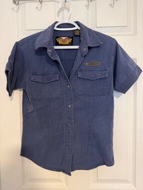 Harley-Davidson Navy Short-Sleeve Button-Down Work Shirt